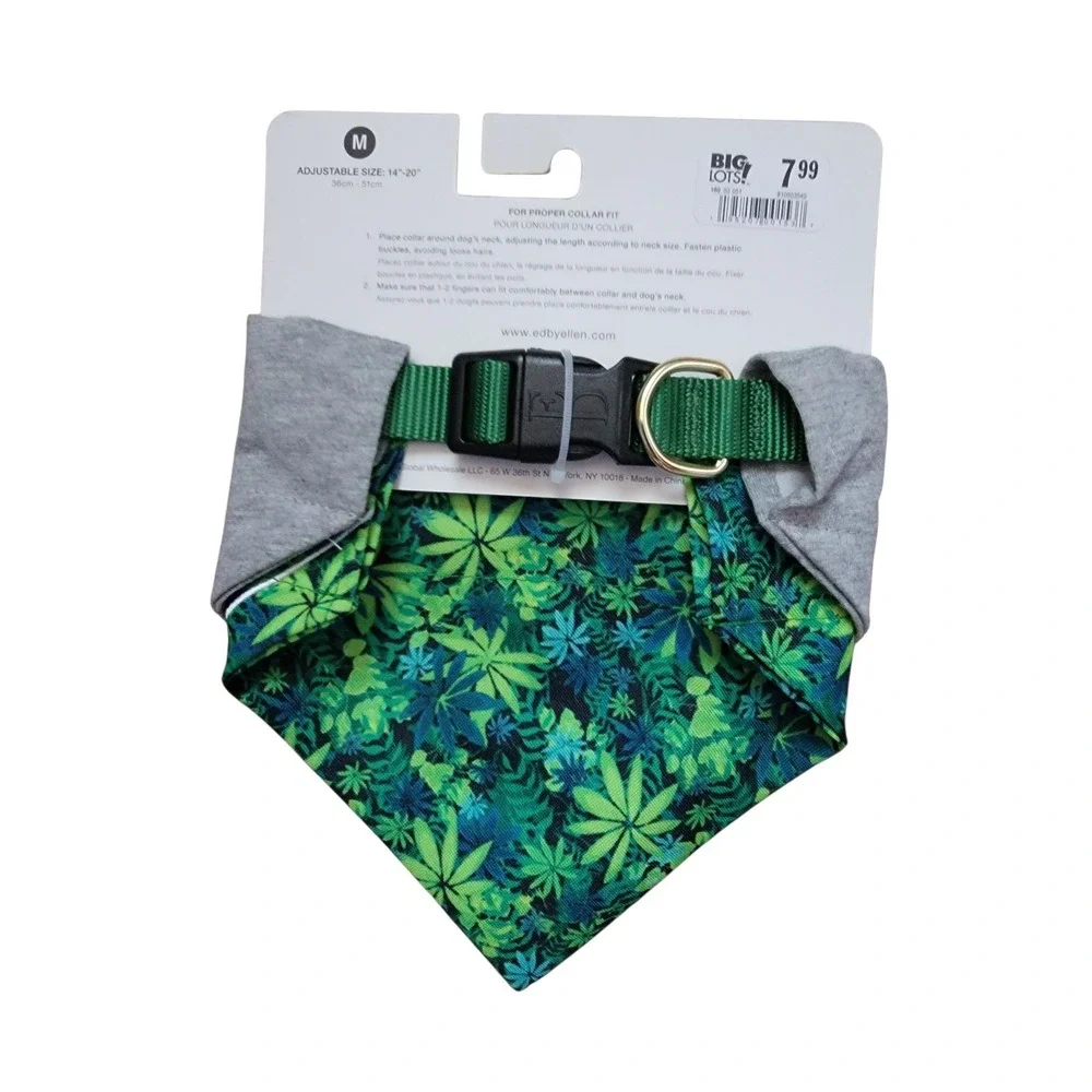 NWT New Dog Bandana Collar Set of 2 Ellen Degeneres Live Green M Medium